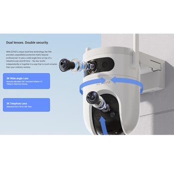 EZVIZ H9C CS-H9c-5MP-5MP, уличная IP-камера с двумя объективами, 2880x1620, 2.8mm/6mm, 350°/80°, IP65, MicroSD до 512GB, H.265 (CS-H9c-5MP-5MP)