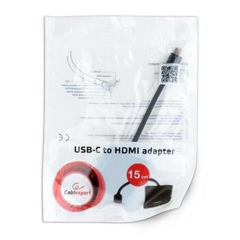 Gembird USB adapteris Type C uz HDMI, 1 HDMI, 1 USB-C, 1 USB 3.0, melns, 0.02 kg (A-CM-HDMIF-01)