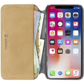 Krusell Broby 4 Card SlimWallet Apple iPhone XS Max cognac, 61494, замша, коричневый, отделение для кредитных карт (61494)