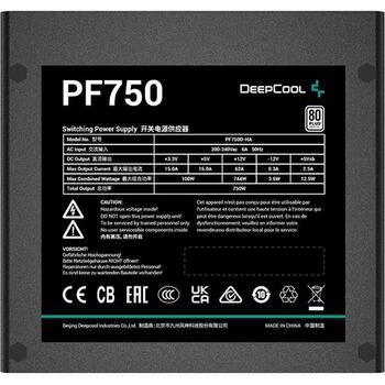 Deepcool Barošanas bloks R-PF750D-HA0B-EU, 750 W, 80 PLUS, 12 cm ventilators, 2 x 6+2 Pin PCI-E, 20+4 Pin mātesplates savienotājs (R-PF750D-HA0B-EU)