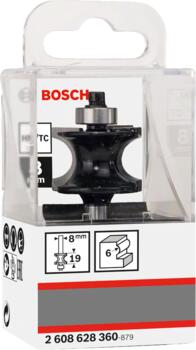 Savienojumu frēze R=6,0mm, l=19mm,kāts 8mm, Rokas frēzēm, malu frēzēm IZLIEKTA PUSLOKA PROFILU FRĒZE STANDARD FOR WOOD, 2608628360, BOSCH (2608628360)