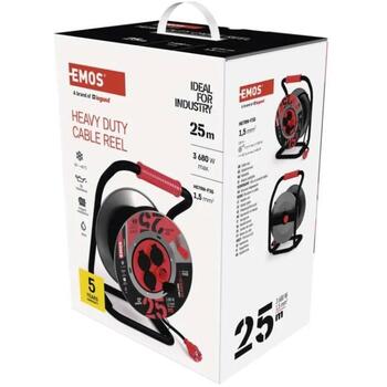 Emos Уличный удлинитель катушка P19222, 25 м, 4 розетки, 16 А, 230 В, IP44, H07RN-F 1,5 мм2, резина/неопрен (P19222)