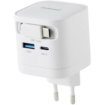 Intenso адаптер питания 7806522 65 Вт, 110-240 В, 2 USB порта, 0.7 м кабель, черный, пластик (7806522)