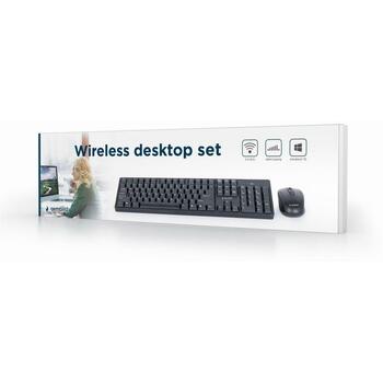 Gembird Клавиатура и мышь KBS-W-01, 2.4GHz, полноразмерная, 3 кнопки, 10м беспроводной диапазон, черная (KBS-W-01)