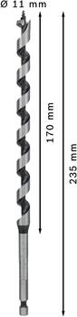 Spirālveida urbis kokam 11,0x235,0 mm,1 gab., Urbjmašīnām/skrūvgriežiem, triecienurbjmašīnām/triecienskrūvgriežiem PRO WOOD SPIRĀLURBIS, 2608597625, BOSCH (2608597625)