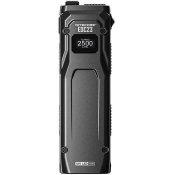 Nitecore EDC23, Rokas lukturis, 2 lampas, 15 lm, 2500 lm, IP54, USB uzlāde, 1500 mAh, 39 h, Plastmasa, Melns (EDC23)
