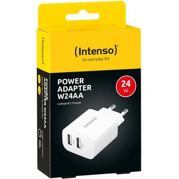 Intenso strāvas adapteris 7802412, 2xUSB-A, 100-240 V, 5 V, 24 W, 2.4 A, 2 izejas, balts (7802412)
