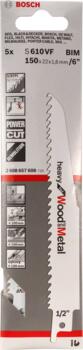 5 zobenzāģa asmeņi S610 VF, Zobenzāģiem PRO MULTI MATERIAL DEMOLITION S610VF ASMENS, 2608657608, BOSCH (2608657608)