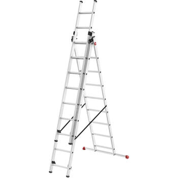 HAILO ProfiStep Combi 037309007, 3x9 pakāpieni, 650cm, 150kg, alumīnijs, pašbloķējošs mehānisms (037309007)