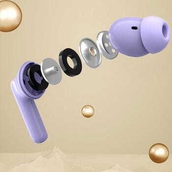 Manta Bezvadu austiņas MTWS008P, 43g, Violeta, Bluetooth 5.3, 20Hz-20KHz, USB-C, Iebūvēts mikrofons, Skārienvadība (MTWS008P)