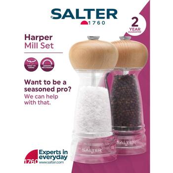 Salter Мельница для соли и перца BW12949BEU7, ручная, прозрачная, 17,8x6,7x6,7см, большая емкость, регулируемая степень помола (BW12949BEU7)