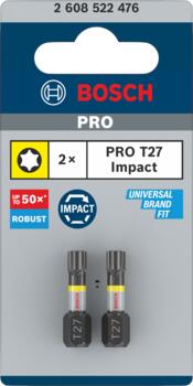 Skrūvgrieža uzg.T27 /L=25 2 gab./ Impact, Tiecienskrūvgriežiem, akumulatoru skrūvgriežiem PRO IMPACT T SKRŪVGRIEŽA UZGALIS, 2608522476, BOSCH (2608522476)