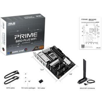 Asus Mātesplate PRIME B850-PLUS WIFI, AMD AM5, DDR5, 256 GB, 4 DIMM, 2.5 Gb Ethernet, Wi-Fi 6E, 3 M.2, 4 SATA III (PRIME B850-PLUS WIFI)