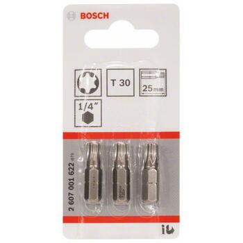 Bosch Набор бит для отверток 2607001622, T30, 25мм, 3шт, 1/4