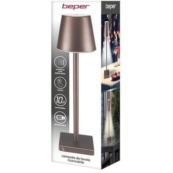 Beper Настольная лампа P201UTP103, 2W, IPX4, коричневая, 1 лампочка, перезаряжаемая батарея, регулируемая температура света (P201UTP103)