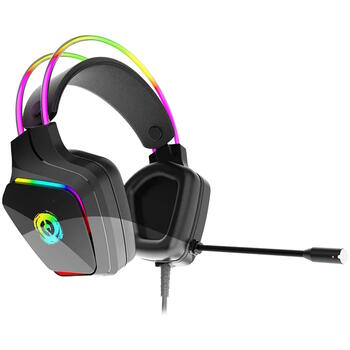Проводные игровые наушники с RGB подсветкой микрофоном и разъёмами USB 3.5 мм Darkless Черные CND-SGHS9A CANYON (CND-SGHS9A)