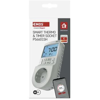 Emos Термостат МОДЕЛЬ P56601SH, цифровой, Wi-Fi, 3 680 W, 24 программы таймера, защита от детей, голосовое управление (P56601SH)