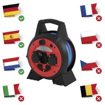 Emos Кабельная катушка с мобильным центром P08620W, 20 м, 3 розетки, 230 В, 13 А, IP44, 2× USB-A 2,1 A max. (P08620W)