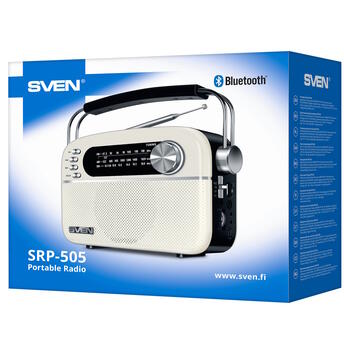Портативный FM радиодинамик в ретро стиле с Bluetooth 3W AM SW USB microSD AUX белый SV-020439 SVEN (SV-020439)