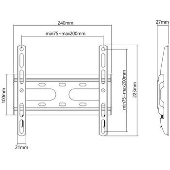 Sbox Кронштейн PLB-2522F-2, 23-43 дюйма, 45кг, 75x75, 200x200, черный, сталь, пластик, уровень, для изогнутых экранов (PLB-2522F-2)