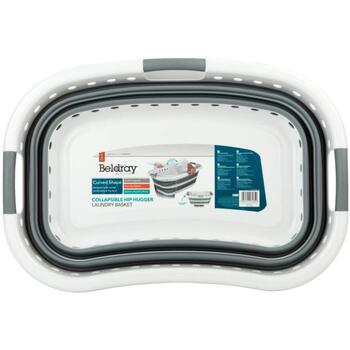 Beldray LA072979PGRYFEU7 Collapsible Hip Hugger Laundry Basket 37L, White/Grey (LA072979PGRYFEU7)