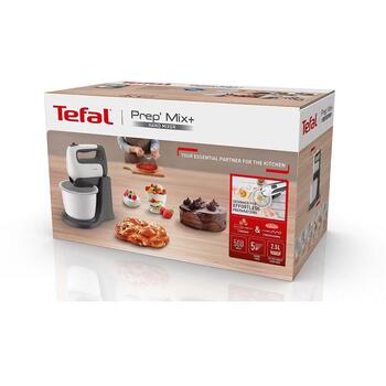 Tefal Prep'Mix+ Планетарный миксер HT464138, 500 Вт, 4,6 л, 5 скоростей, турбо режим, серый/белый (HT464138)