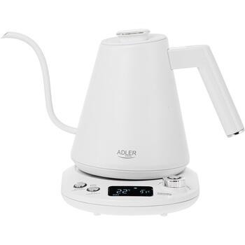 Adler Чайник AD 1349w, 1100 W, 1 L, Нержавеющая сталь, 360° поворотная база, LED дисплей, Контроль температуры (AD 1349w)