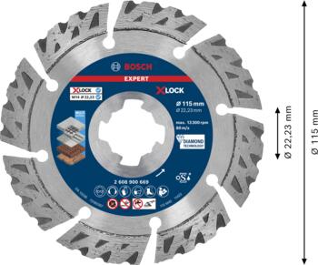 X-LOCK dimanta disks Multi Material 115, Mazām leņķa slīpmašīnām EXPERT MULTI MATERIAL DIMANTA GRIEZĒJDISKS, 2608900669, BOSCH (2608900669)