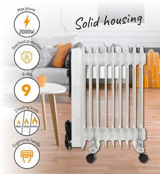Eļļas radiators AD 7816, 2000W, balts; AD 7816 ADLER (AD 7816)