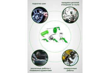 Rockforce krāsošanas komplekts RF-SGK-5, 5 priekšmeti, 0.6 l, 1.5 mm, 12 atm, HVLP, 240 mm, 1/4 collas, EURO (RF-SGK-5)