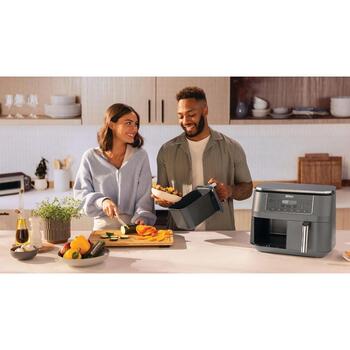 Ninja Dual Zone DZ300EU karstā gaisa fritieris cepšanai un gatavošanai 2470W 7.6L 2x3.8L 6 programmas līdz 240°C Dual Zone pelēks (DZ300EU)