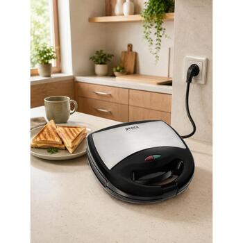 Brock SSM 2004 SS sendviču tosteris, 750W, 4 sviestmaizes, 23,5x13cm, nepiedegošs pārklājums, melns/nerūsējošais tērauds (SSM 2004 SS)