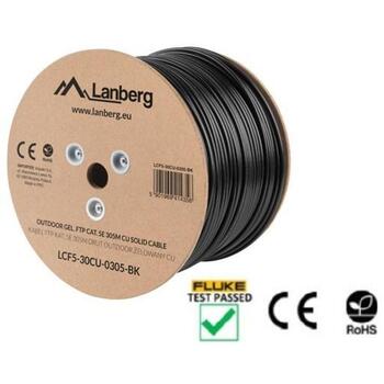 Lanberg Кабель FTP Cat.5e 305m провод LCF5-30CU-0305-BK, 305м, черный, Cu, CAT 5e, F/FTP (LCF5-30CU-0305-BK)