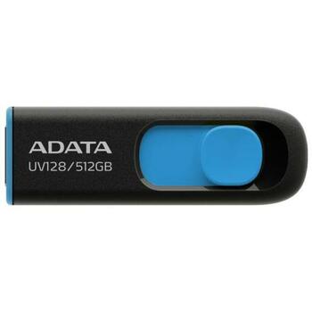 Adata USB флеш-накопитель AUV128-512G-RBE 512 ГБ, USB 3.2 Gen 1, скорость чтения 100 МБ/с, черный, синий, слайд (AUV128-512G-RBE)