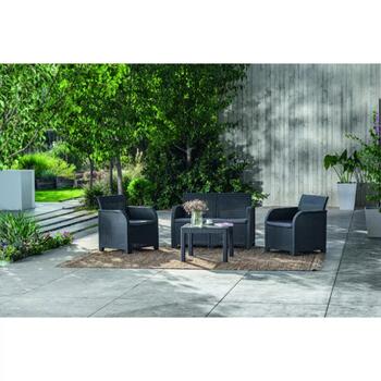 Keter Rosalie Set со столом Classic серый 29210753939, 2 кресла, 2 дивана, стол, имитация ротанга, устойчив к УФ (29210753939)