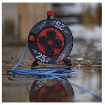Emos Кабельная катушка с мобильным центром P08625W, 25 м, 4, 16 A, 230 V, IP44, PVC, термическая защита (P08625W)