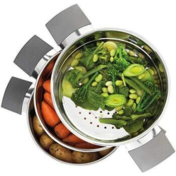 Russell Hobbs Пароварка RH011701EU7, 2 отсека, нержавеющая сталь/черный, подходит для всех плит (RH011701EU7)