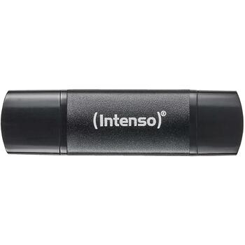 Intenso USB флеш-накопитель 3544491 128 ГБ, USB 3.2 Gen 1, скорость чтения 70 МБ/с, USB Type-A, USB Type-C, алюминий, черный (3544491)