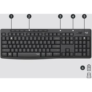 Logitech Tastatūra un pele MK295 920-009800, bezvadu, 10m, 3 pogas, klaviatūras akumulators AA, peles akumulators AA (920-009800)