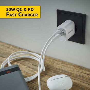 Intenso адаптер питания USB-A/USB-C/7803012, Входное напряжение 100-240 В, Максимальное выходное напряжение 20 В, 2 выхода (7803012)