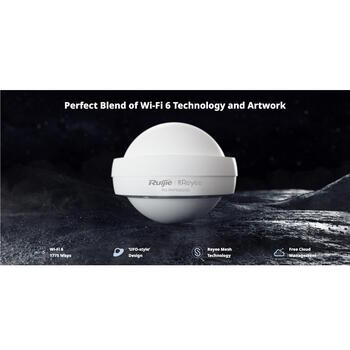 Ruijie Āra Wi-Fi 6 Piekļuves Punkts RG-RAP6262(G), 1775 Mbps, IP68, 2x Gigabit porti, Omni-antena, Balta (RG-RAP6262(G))