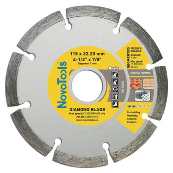 Dimanta griezējdisks SEGMENT 115x22.2mm NOVOABRASIVE (DBB115/S)