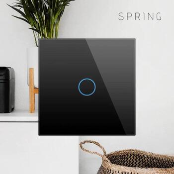 Spring One Gang, One Way Touch Switch, Glass Black (WT-101 WIFI 1gang(N&L) 1000B/G)