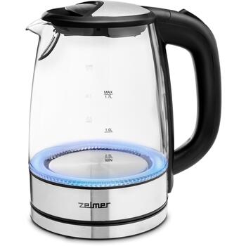 Zelmer Чайник ZCK8024 71504677P, 2200 W, 1.7 л, нержавеющая сталь, скрытый нагревательный элемент, автоотключение (71504677P)