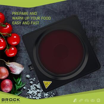 Brock EP 100 BK Mini plīts, 1 elektriskā sildvirsma, 1000 W, 220–240 V, 50/60 Hz, 15,5 cm, melna (EP 100 BK)