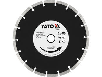 Yato Алмазный отрезной диск YT-6005, 230 мм, 6500 мин⁻¹, 8 мм, 22.2 мм, 2.7 мм, 80 м/с, сухая резка, сталь 65Mn, твердый бетон (YT-6005)