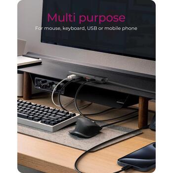 Raidsonic USB centrmezgls IB-HUB1437-CPD, 4 x USB 3.2 Gen 2, 10 Gbps, strāvas piegāde, alumīnija/plastmasas korpuss (IB-HUB1437-CPD)