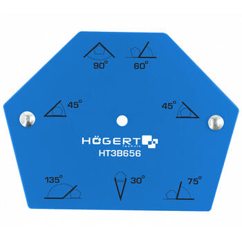 Hogert HT3B656 магнитный сварочный угольник, 22.5кг, 30-135°, сталь, шестигранный (HT3B656)