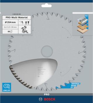 Stacionārā Ripzāģa disks 254x30x80 multi material, Paneļzāģiem PRO MULTI MATERIAL RIPZĀĢA ASMENS, 2608640450, BOSCH (2608640450)