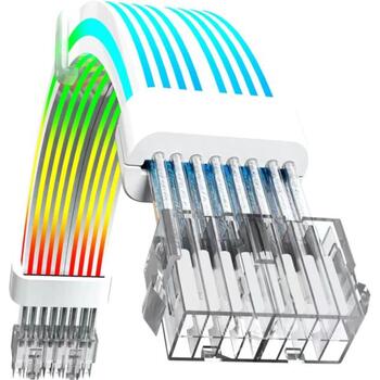 Gamemax barošanas kabeļa pagarinātājs VGA/CPU 2x8PIN-W, 30cm, 7A, 2x8-kontaktu savienotājs, RGB LED apgaismojums (VGA/CPU 2x8PIN-W)